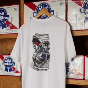 Pabst Blue Ribbon Crushed Can Tee ÿ White