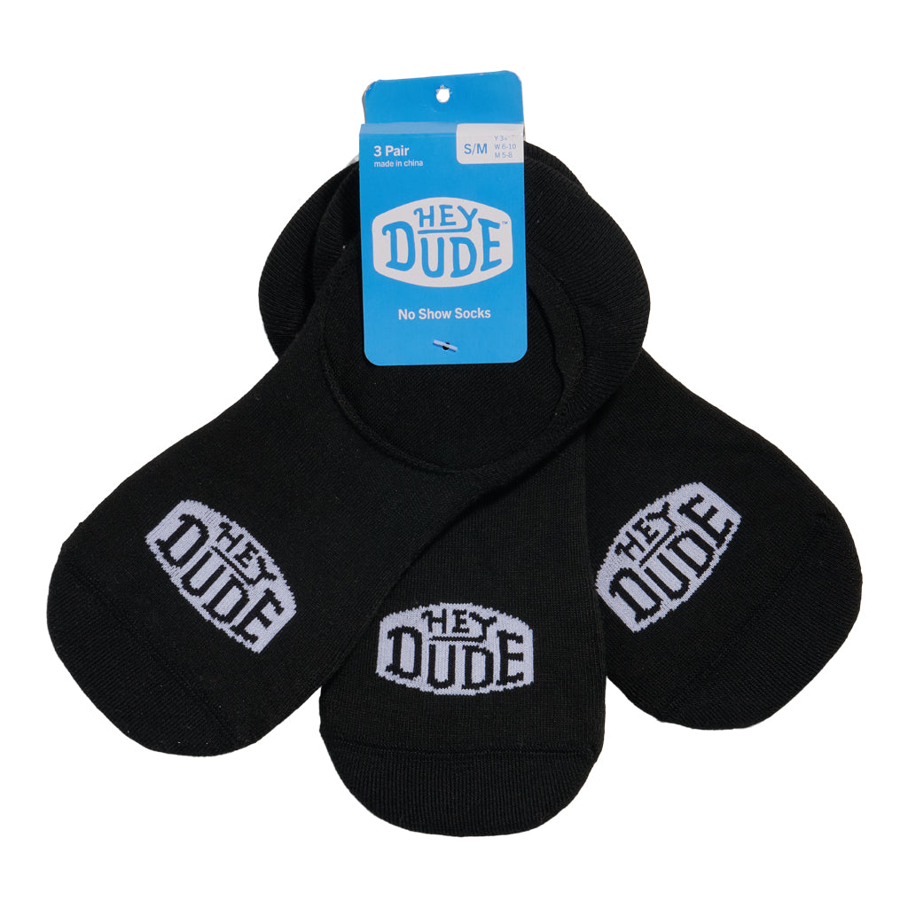 HEYDUDE No Show Sock 3 Pack ÿ Black